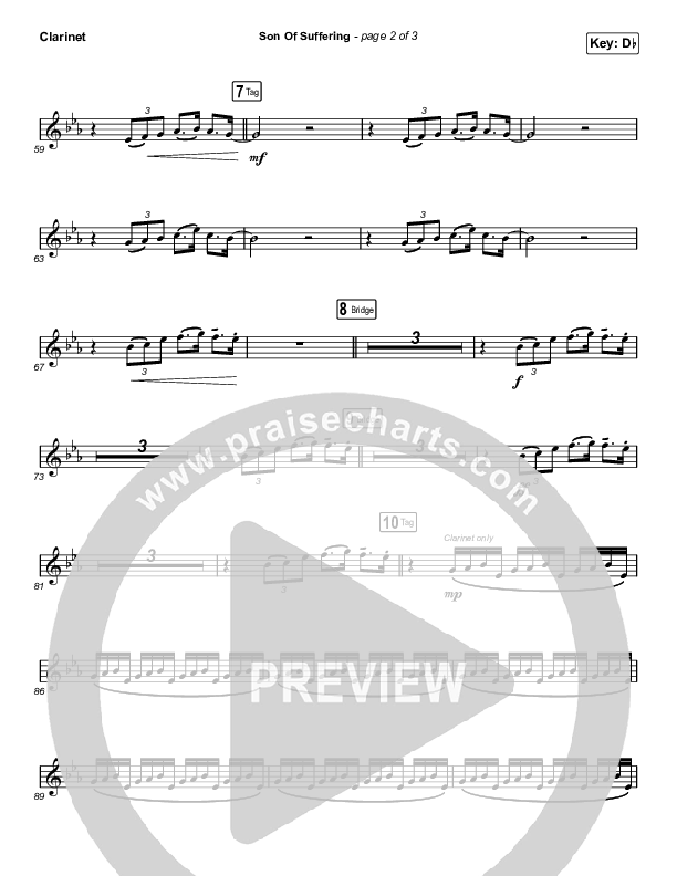 Son Of Suffering (Choral Anthem SATB) Clarinet (Bethel Music / David Funk / Matt Redman / Arr. Luke Gambill)
