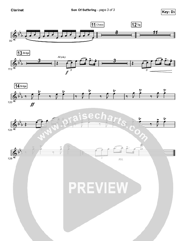 Son Of Suffering (Choral Anthem SATB) Clarinet (Bethel Music / David Funk / Matt Redman / Arr. Luke Gambill)