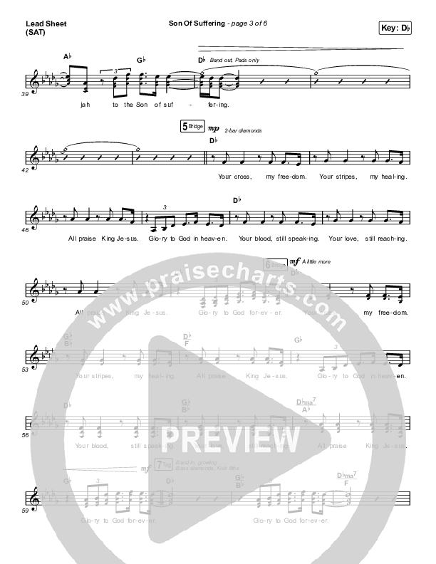 Son Of Suffering (Choral Anthem SATB) Lead Sheet (SAT) (Bethel Music / David Funk / Matt Redman / Arr. Luke Gambill)