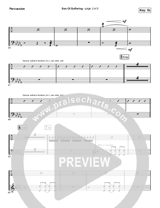 Son Of Suffering (Choral Anthem SATB) Percussion (Bethel Music / David Funk / Matt Redman / Arr. Luke Gambill)