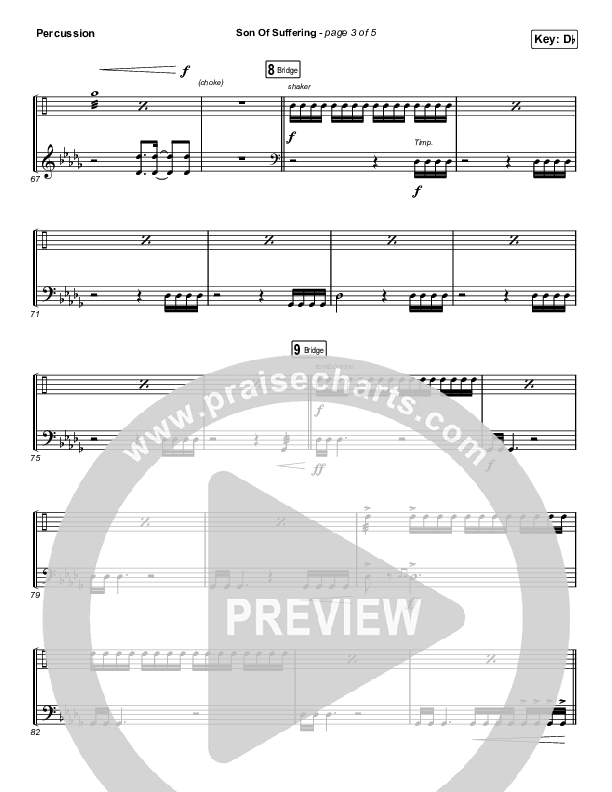 Son Of Suffering (Choral Anthem SATB) Percussion (Bethel Music / David Funk / Matt Redman / Arr. Luke Gambill)