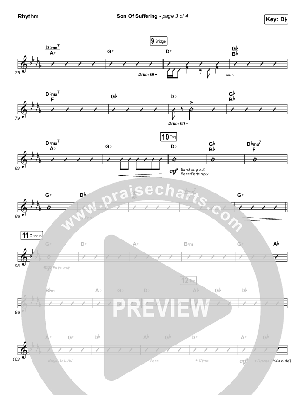 Son Of Suffering (Choral Anthem SATB) Rhythm Chart (Bethel Music / David Funk / Matt Redman / Arr. Luke Gambill)