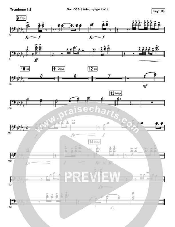 Son Of Suffering (Choral Anthem SATB) Trombone 1/2 (Bethel Music / David Funk / Matt Redman / Arr. Luke Gambill)