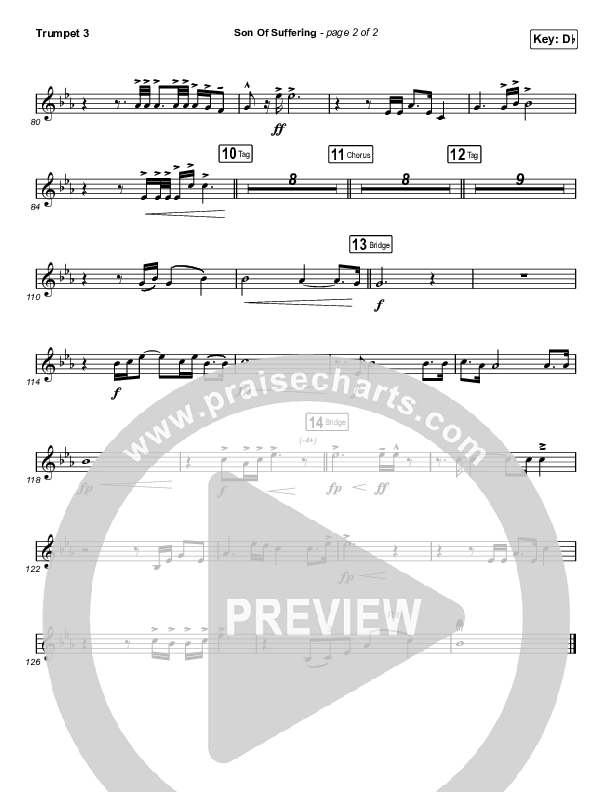 Son Of Suffering (Choral Anthem SATB) Trumpet 3 (Bethel Music / David Funk / Matt Redman / Arr. Luke Gambill)