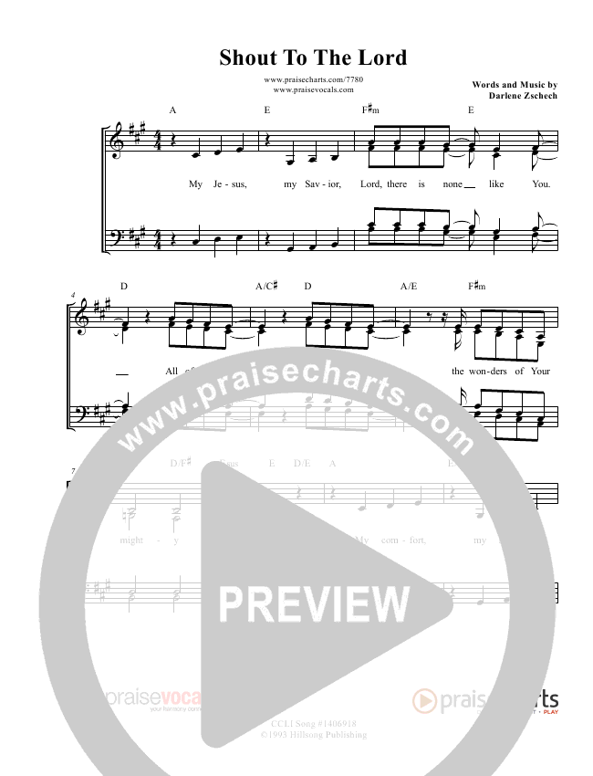 Shout To The Lord Sheet Music PDF (PraiseVocals) - PraiseCharts