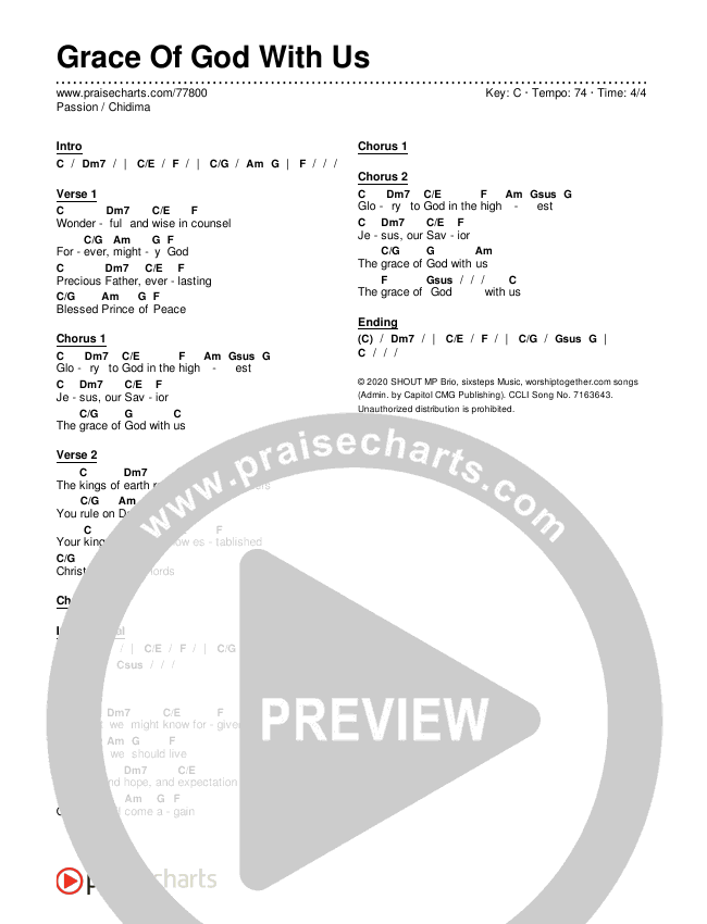 Grace Of God With Us Chords & Lyrics (Passion / Chidima)