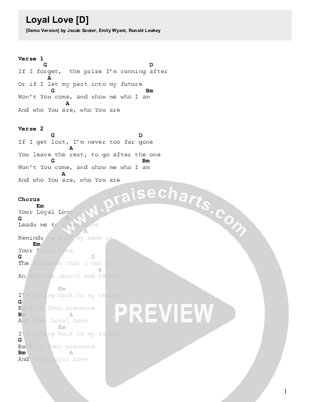 Loyal Love Chord Chart (FOUNT)