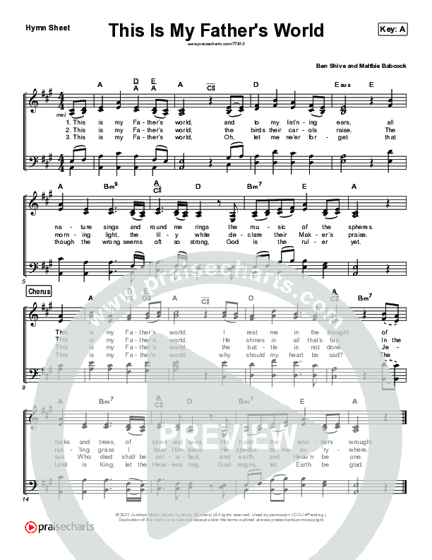 This Is My Father's World (with Runkerry Reel) Hymn Sheet (Keith & Kristyn Getty)