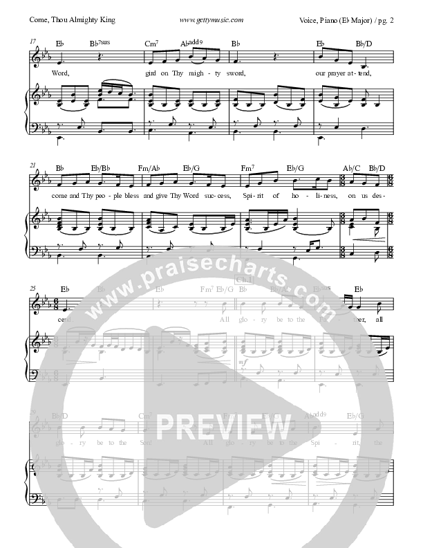 Come Thou Almighty King Piano/Vocal (Keith & Kristyn Getty / The Getty Girls)