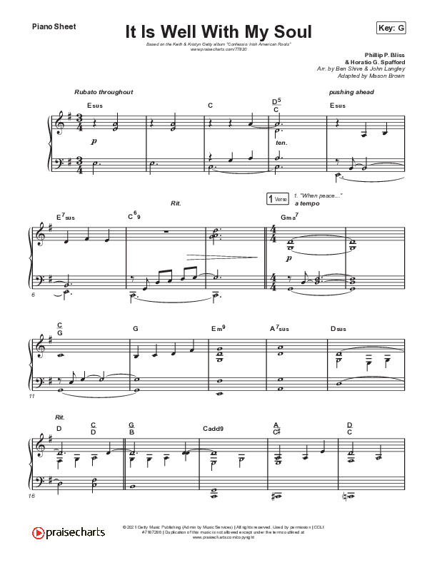 It Is Well With My Soul Piano Sheet (Keith & Kristyn Getty)
