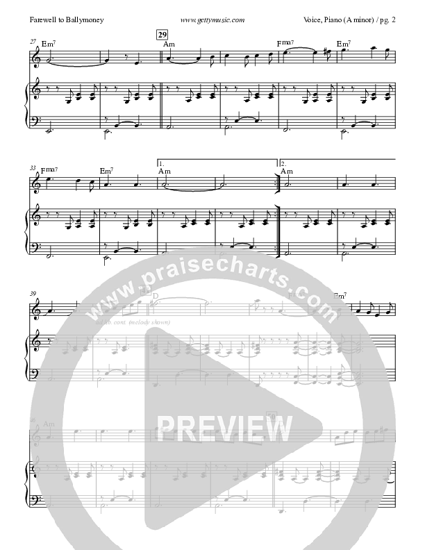 Farewell To Ballymoney (Instrumental) Piano Sheet (Keith & Kristyn Getty)