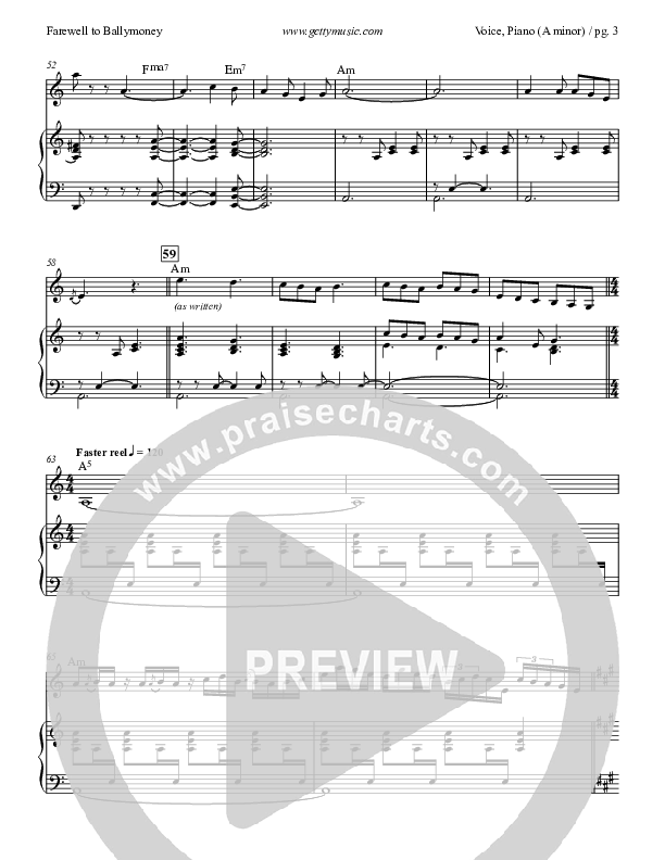 Farewell To Ballymoney (Instrumental) Piano Sheet (Keith & Kristyn Getty)