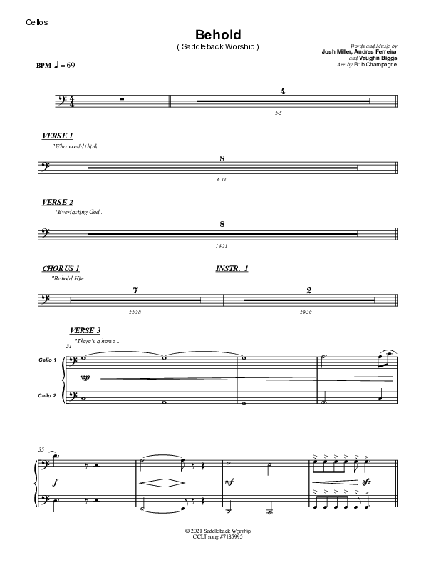 Behold Cello/Bass (Saddleback Worship)