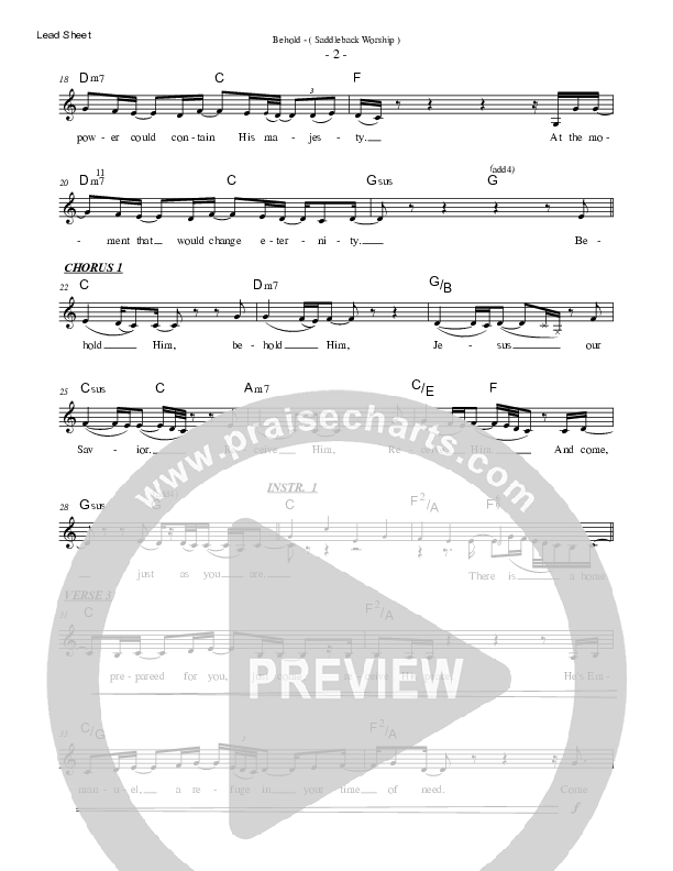 Behold Lead Sheet (SAT) (Saddleback Worship)