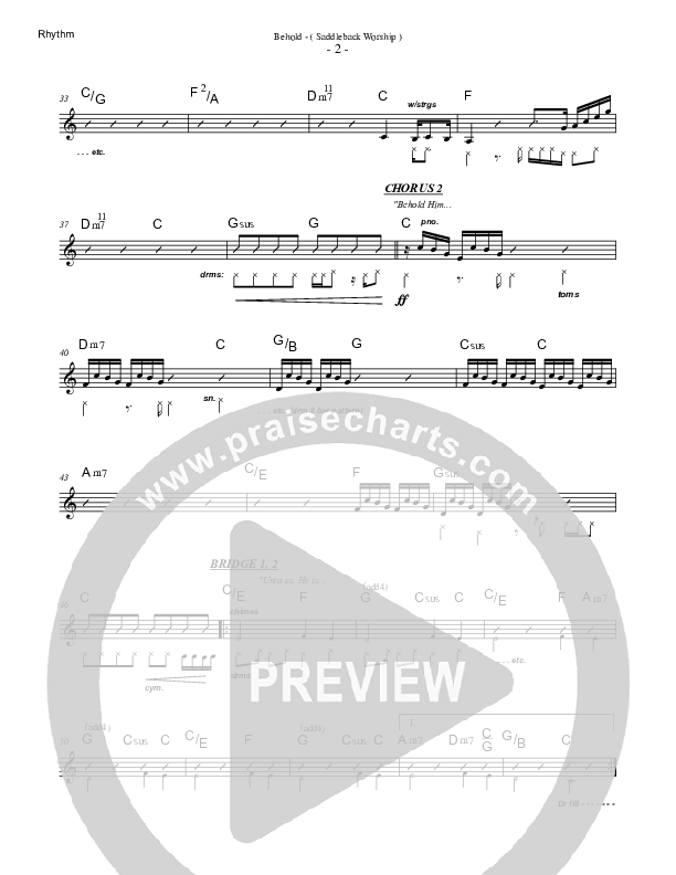 Behold Rhythm Chart (Saddleback Worship)