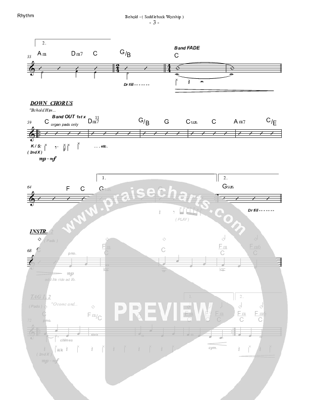 Behold Rhythm Chart (Saddleback Worship)