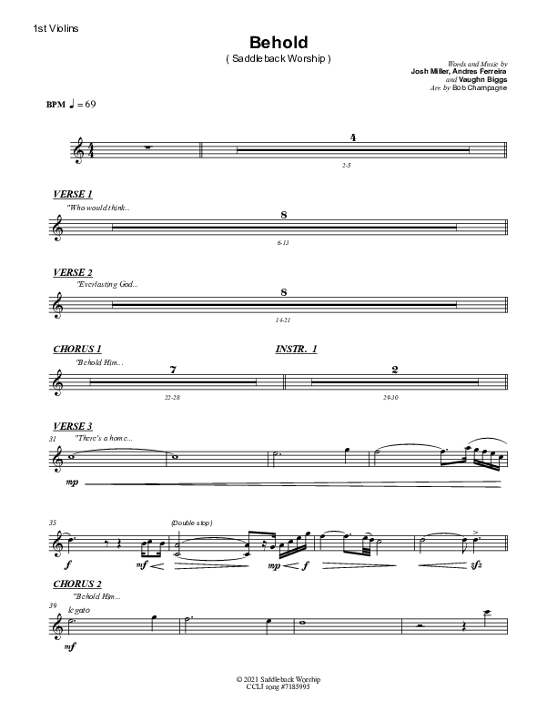 Behold String Pack (Saddleback Worship)