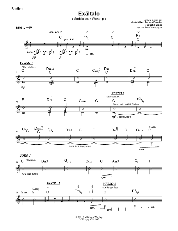 Exaltalo (Behold) Rhythm Chart (Saddleback Worship)