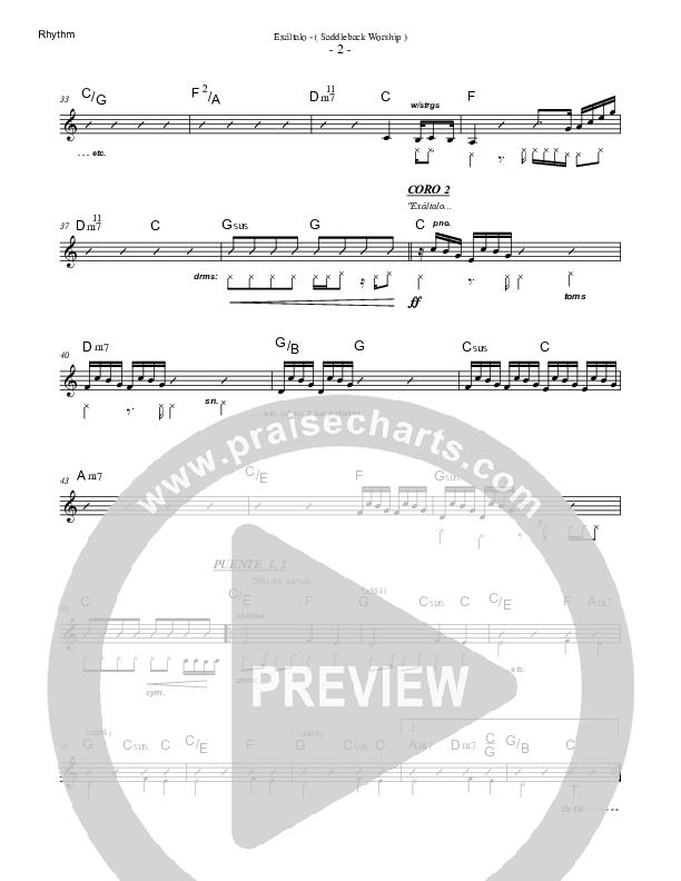 Exaltalo (Behold) Rhythm Chart (Saddleback Worship)
