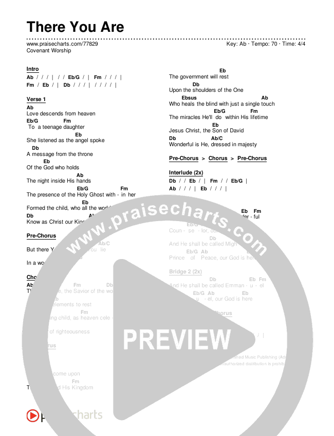 There You Are Chords & Lyrics (Covenant Worship)