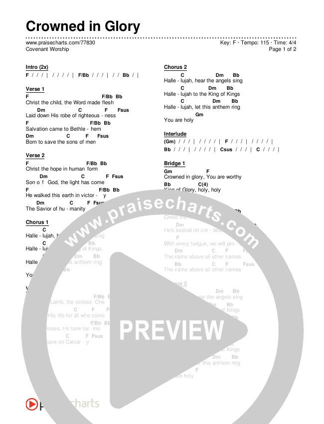 Crowned In Glory Chords & Lyrics (Covenant Worship)