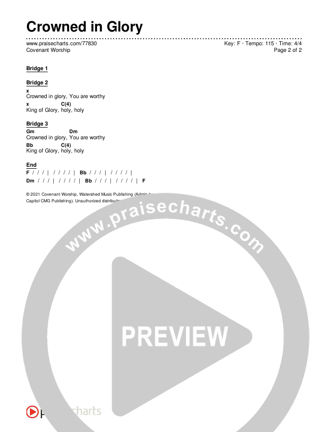 Crowned In Glory Chords & Lyrics (Covenant Worship)
