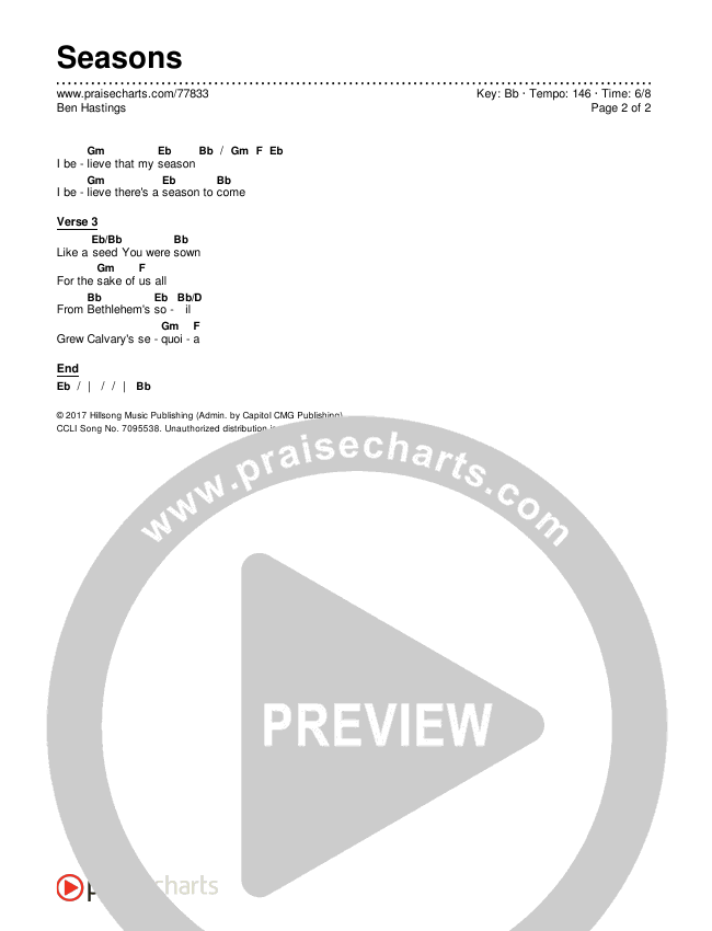 Seasons Chords & Lyrics (Benjamin William Hastings)