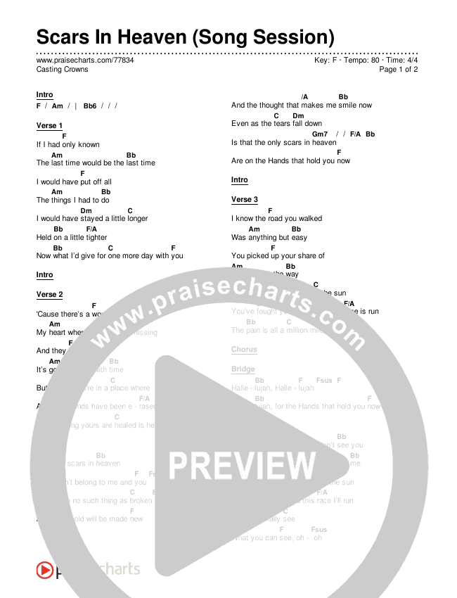 Scars In Heaven (Song Session) Chords & Lyrics (Casting Crowns)