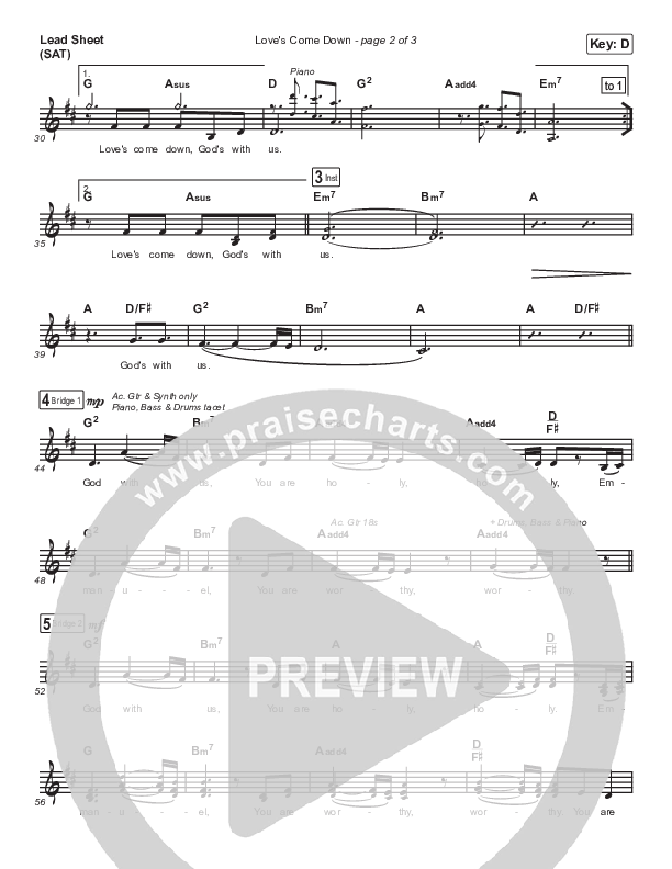 Love's Come Down Lead Sheet (Ed Kerr / Jennifer Holm)