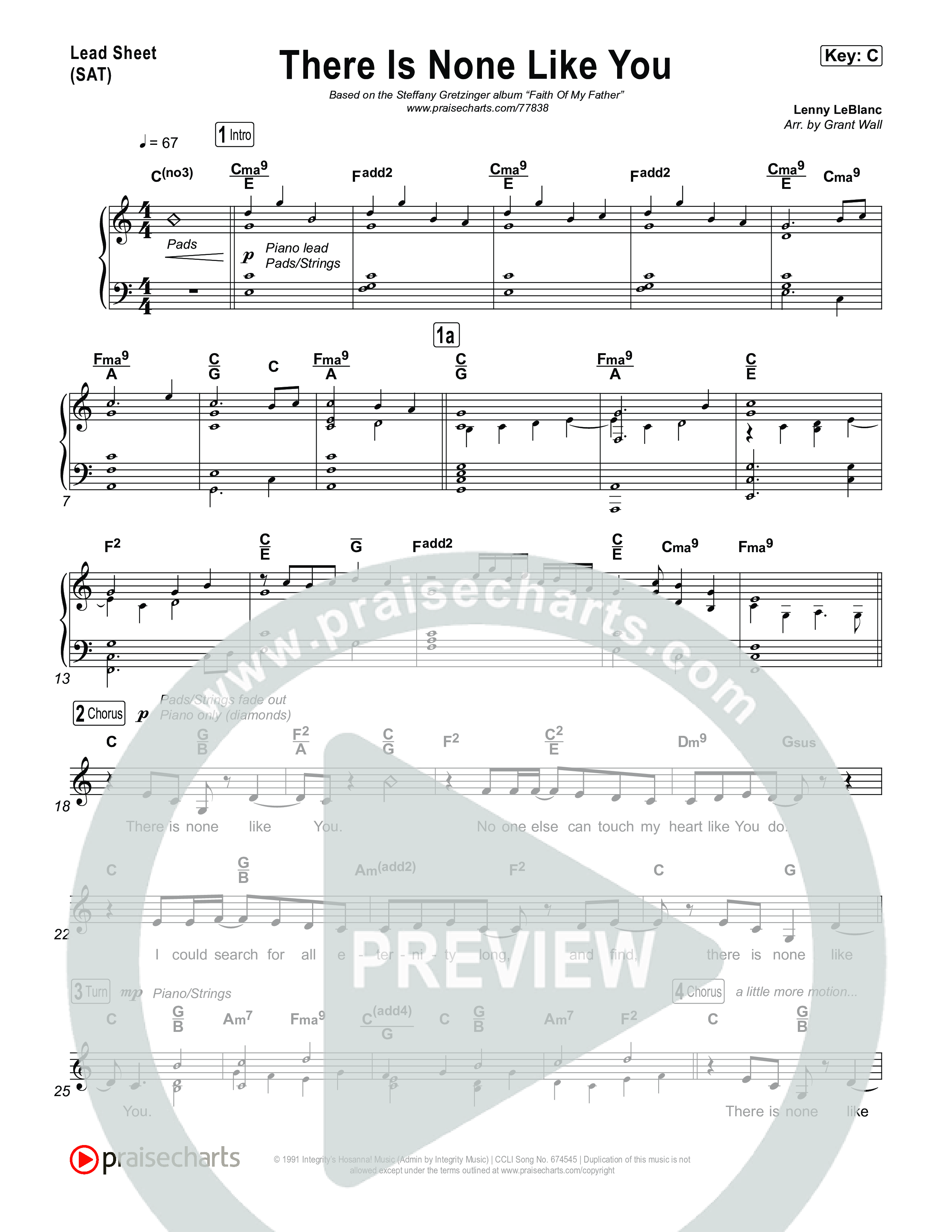 There Is None Like You Lead Sheet (SAT) (Steffany Gretzinger)