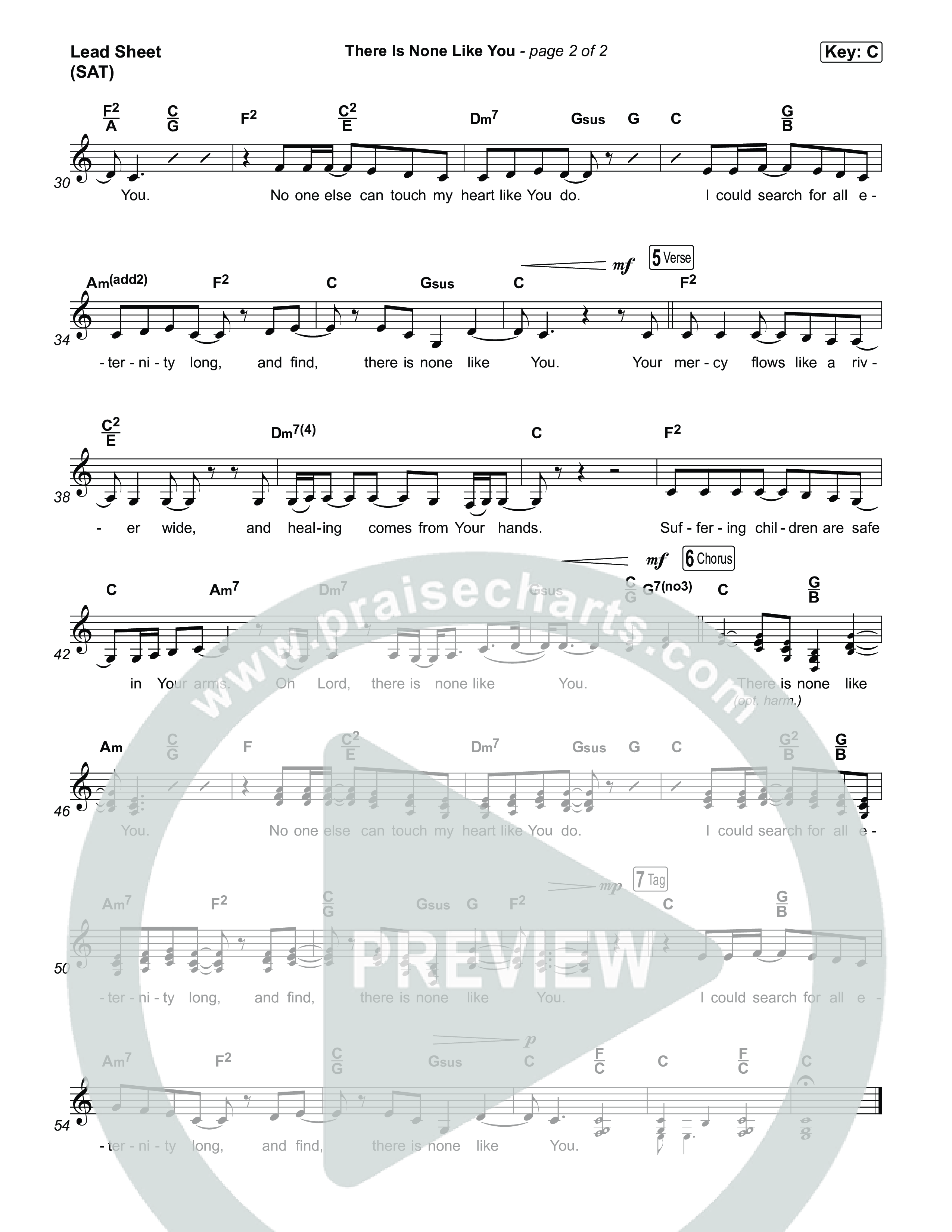 There Is None Like You Lead Sheet (SAT) (Steffany Gretzinger)