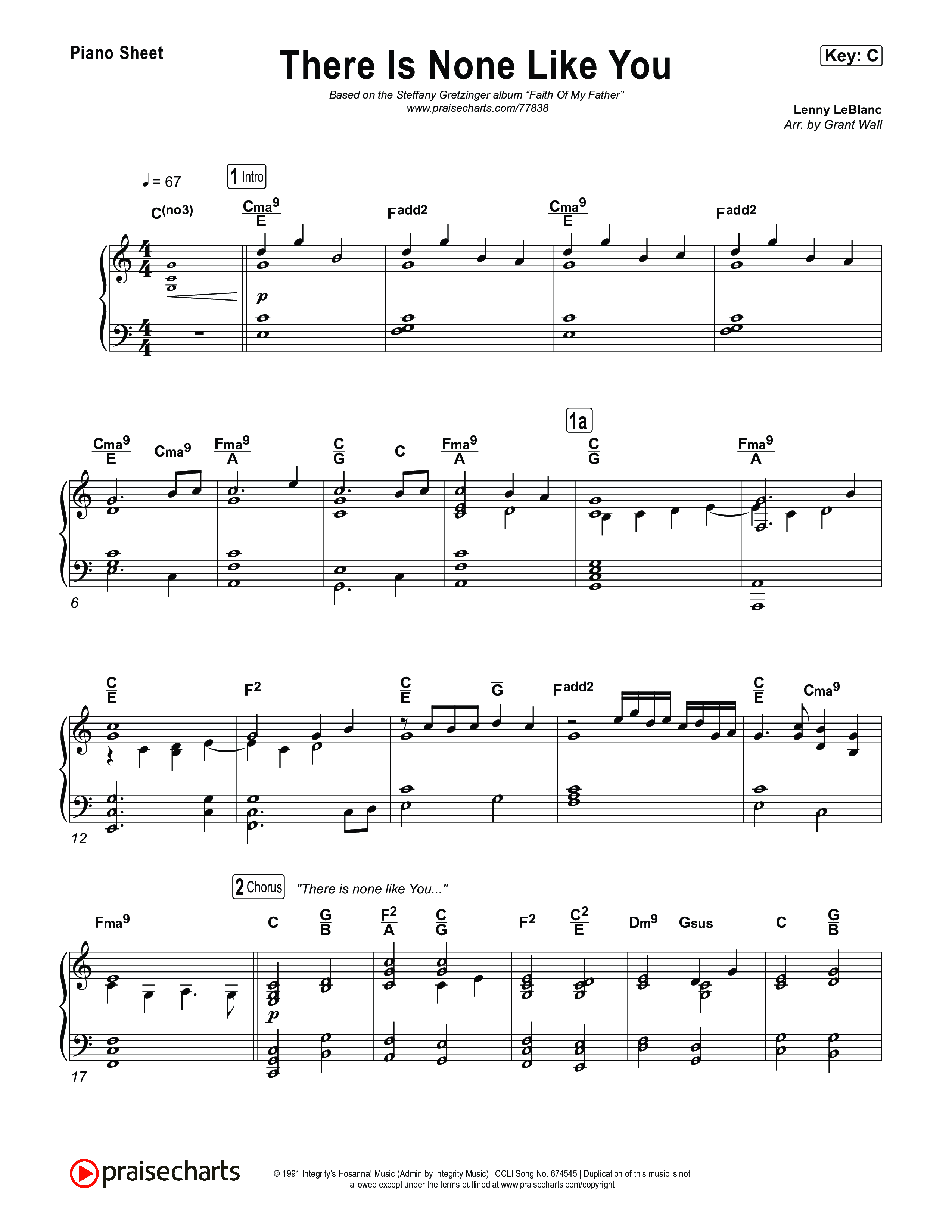 There Is None Like You Piano Sheet (Steffany Gretzinger)