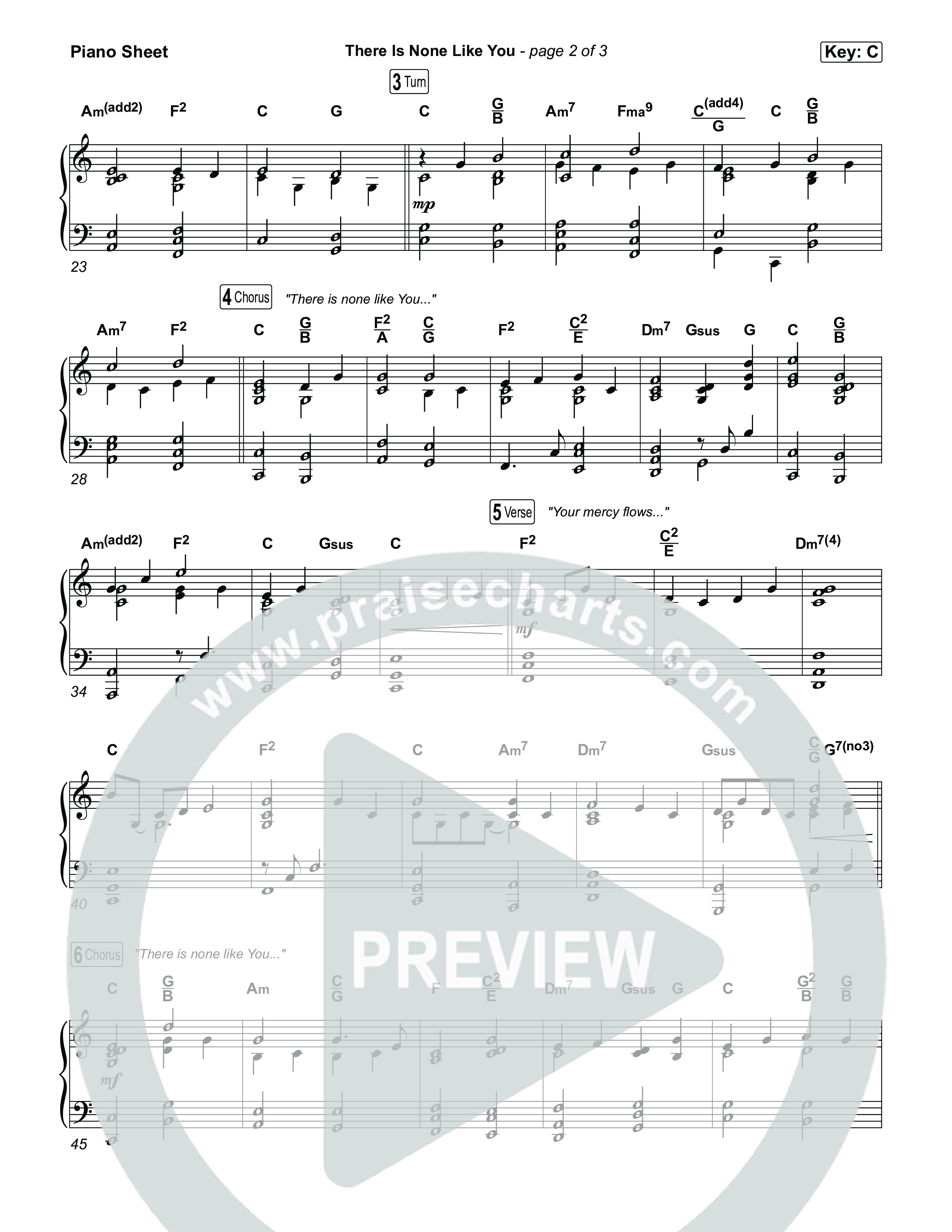 There Is None Like You Piano Sheet (Steffany Gretzinger)