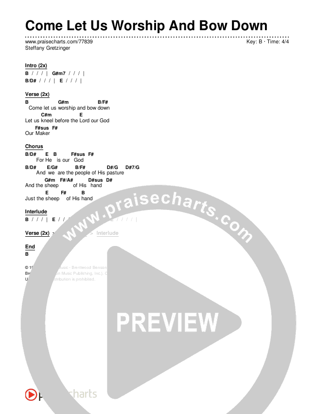 Come Let Us Worship And Bow Down Chords & Lyrics (Steffany Gretzinger)