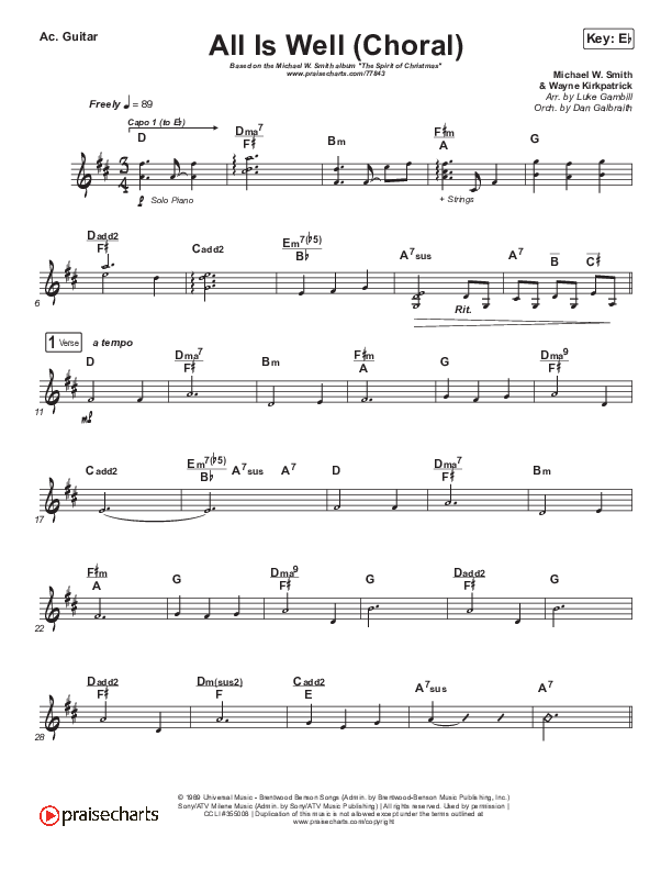 All Is Well (Choral Anthem SATB) Acoustic Guitar (Michael W. Smith / Carrie Underwood / Arr. Luke Gambill)