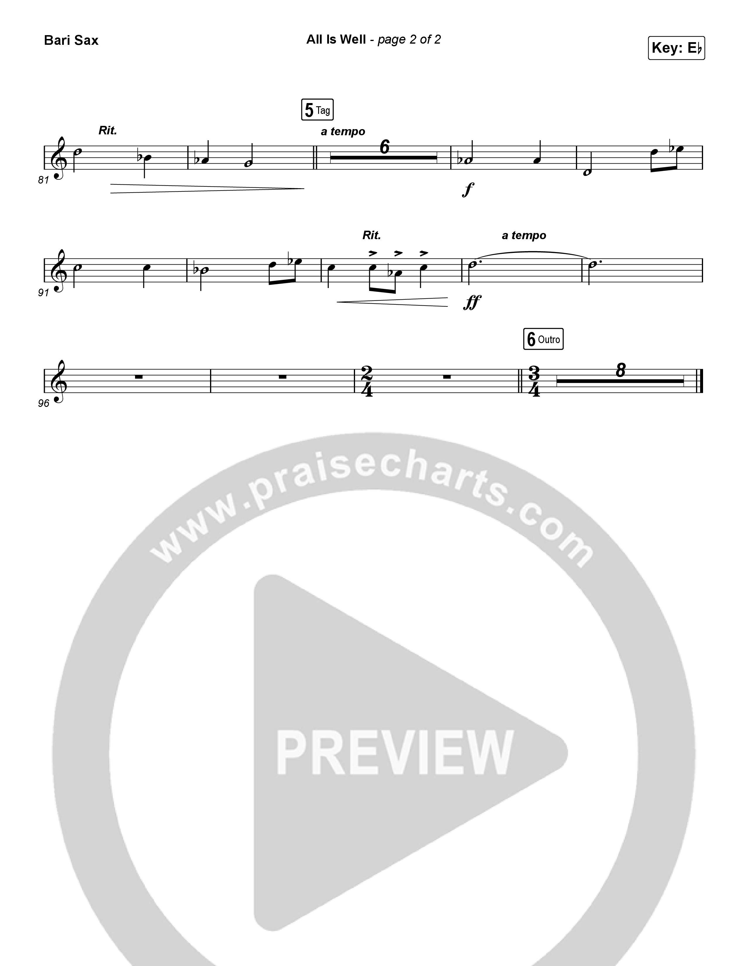 All Is Well (Choral Anthem SATB) Bari Sax (Michael W. Smith / Carrie Underwood / Arr. Luke Gambill)