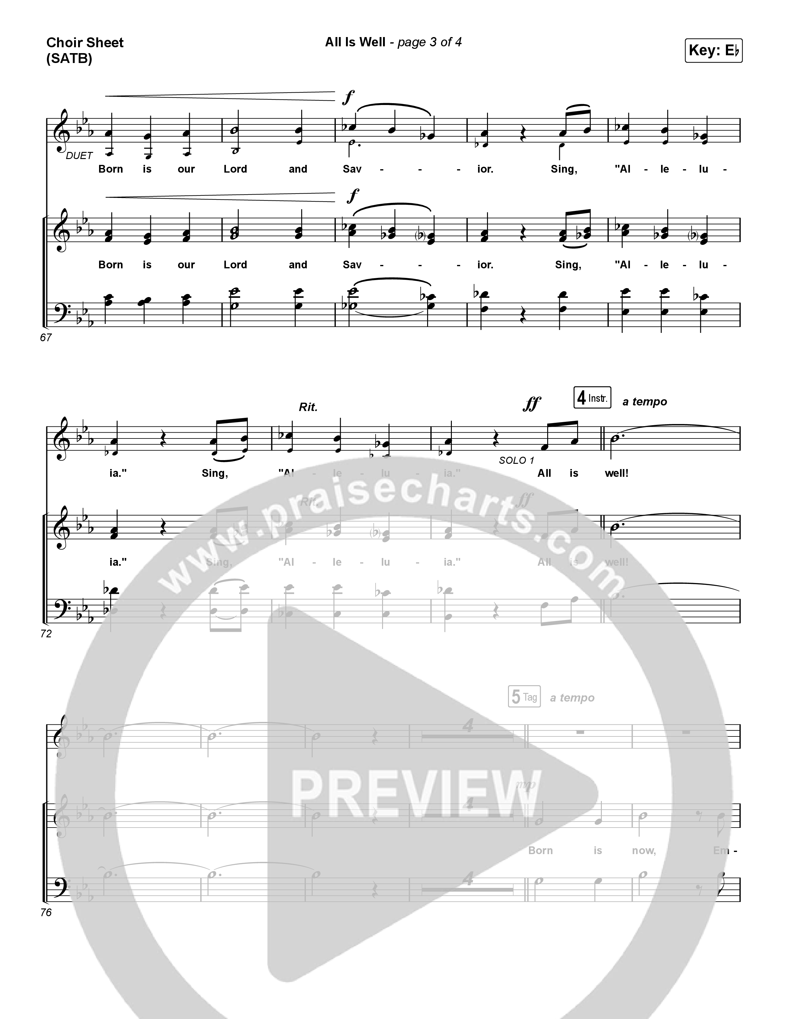 All Is Well (Choral Anthem SATB) Choir Sheet (SATB) (Michael W. Smith / Carrie Underwood / Arr. Luke Gambill)