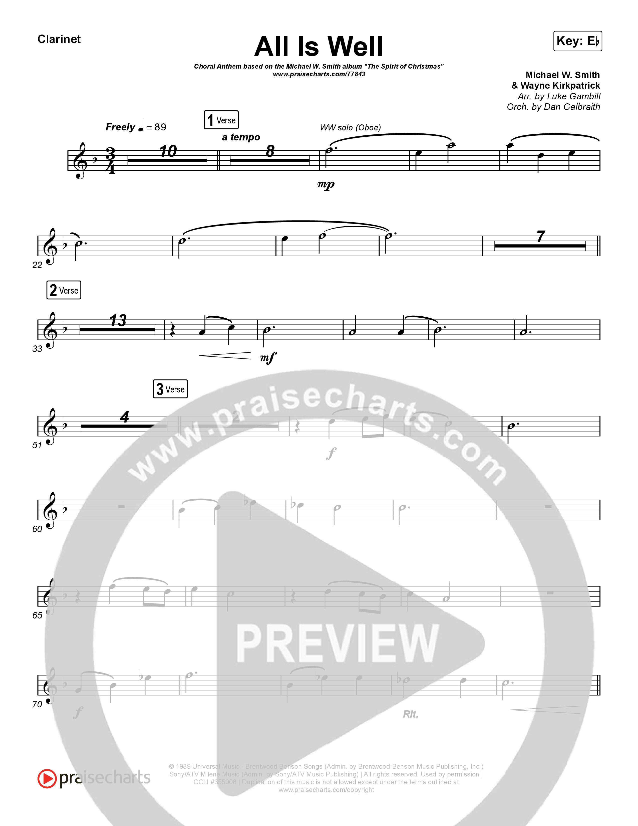 All Is Well (Choral Anthem SATB) Wind Pack (Michael W. Smith / Carrie Underwood / Arr. Luke Gambill)