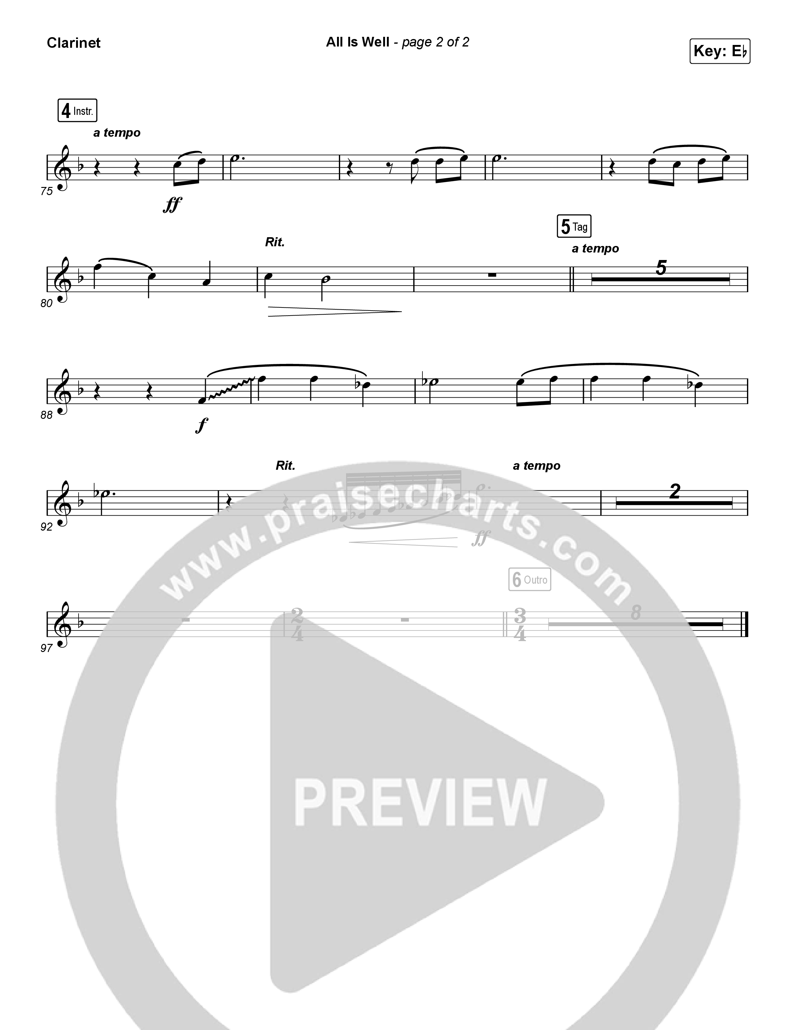 All Is Well (Choral Anthem SATB) Clarinet (Michael W. Smith / Carrie Underwood / Arr. Luke Gambill)