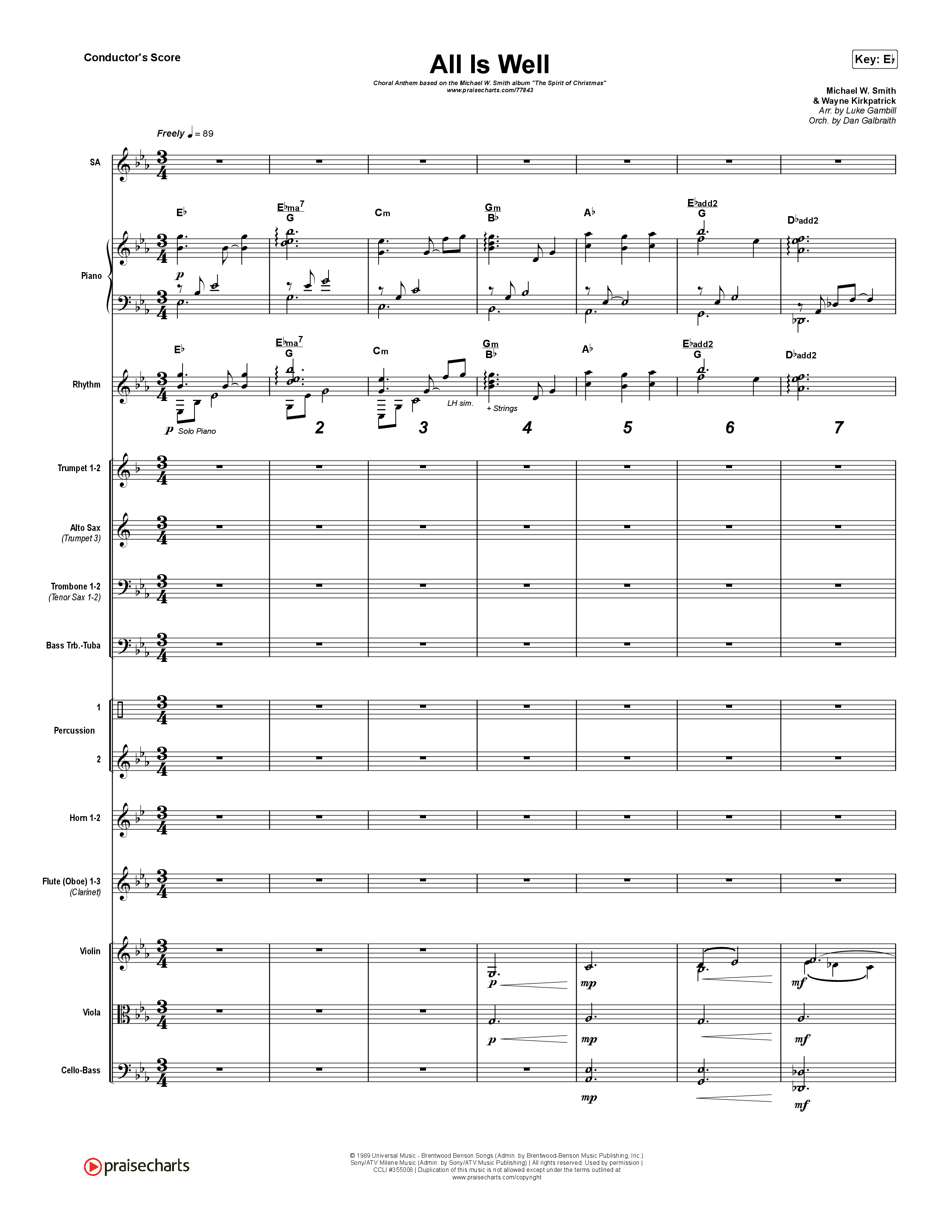 All Is Well (Choral Anthem SATB) Orchestration (Michael W. Smith / Carrie Underwood / Arr. Luke Gambill)