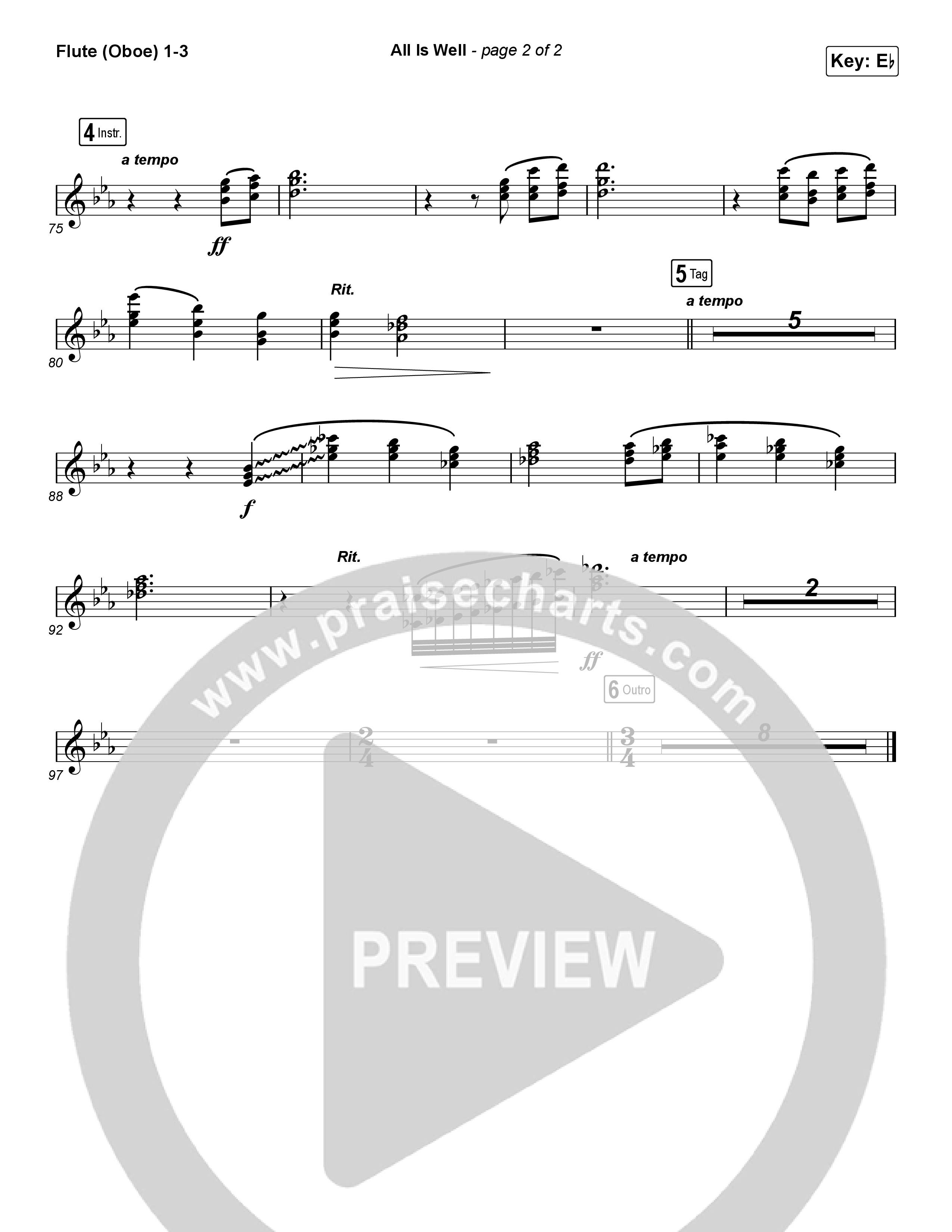 All Is Well (Choral Anthem SATB) Flute/Oboe 1/2/3 (Michael W. Smith / Carrie Underwood / Arr. Luke Gambill)