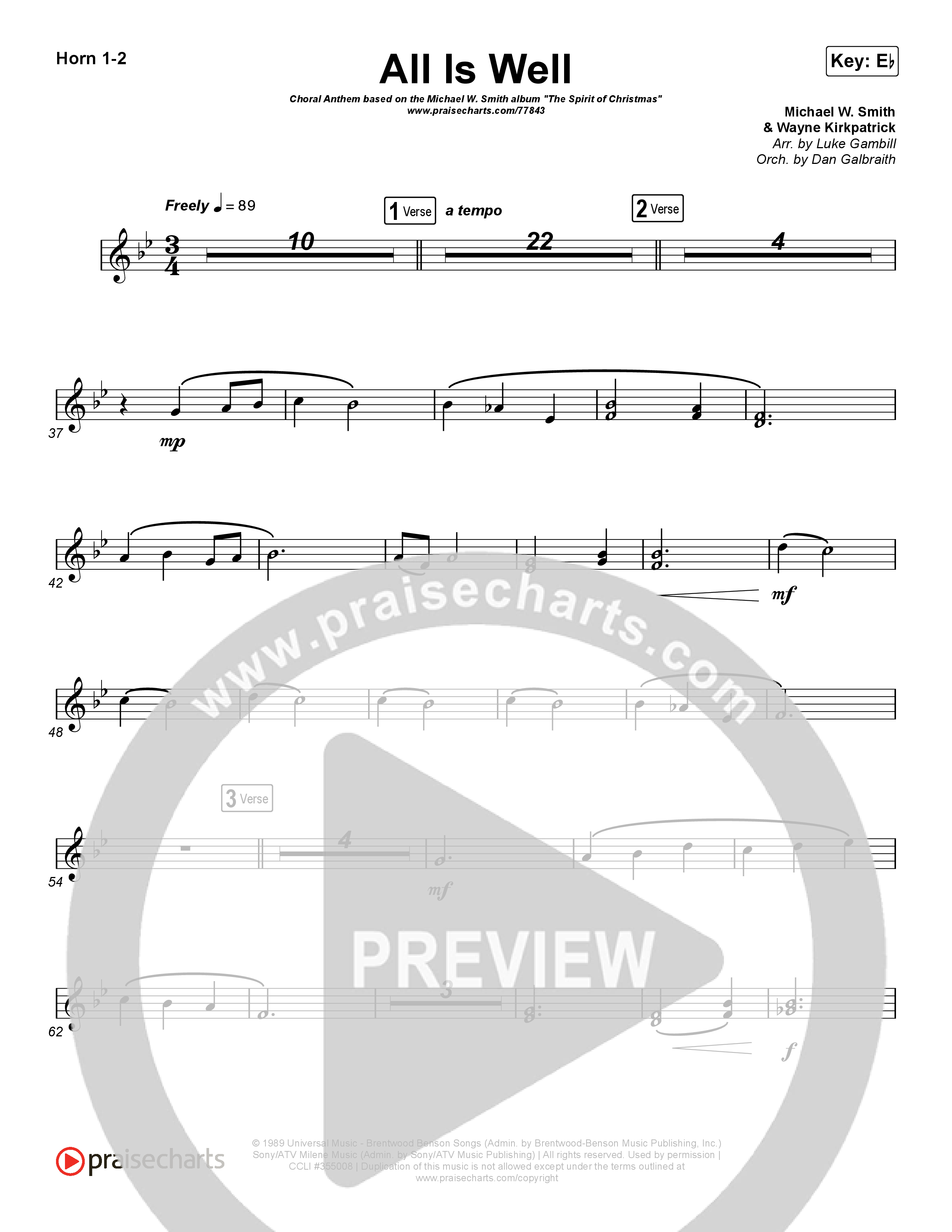 All Is Well (Choral Anthem SATB) Brass Pack (Michael W. Smith / Carrie Underwood / Arr. Luke Gambill)