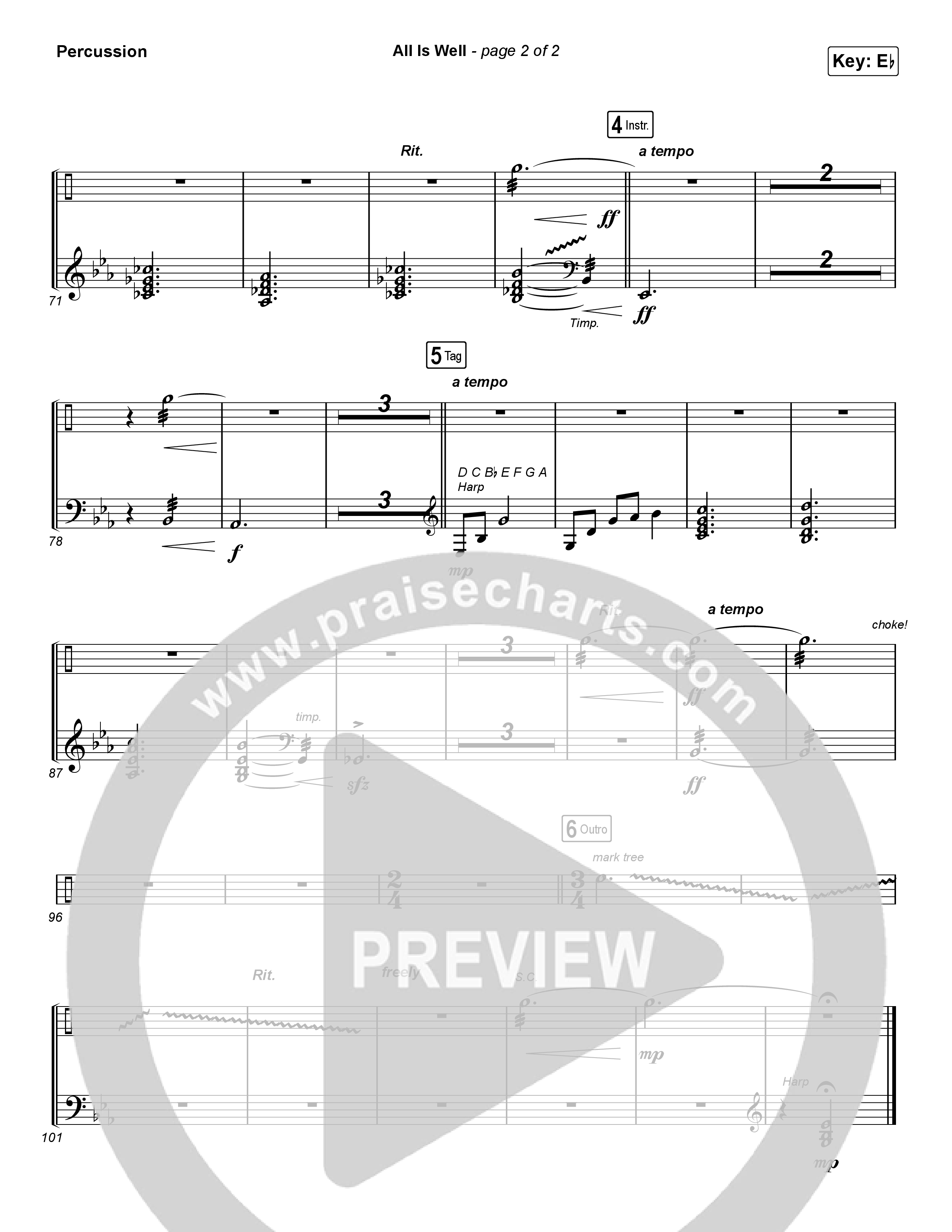 All Is Well (Choral Anthem SATB) Percussion (Michael W. Smith / Carrie Underwood / Arr. Luke Gambill)