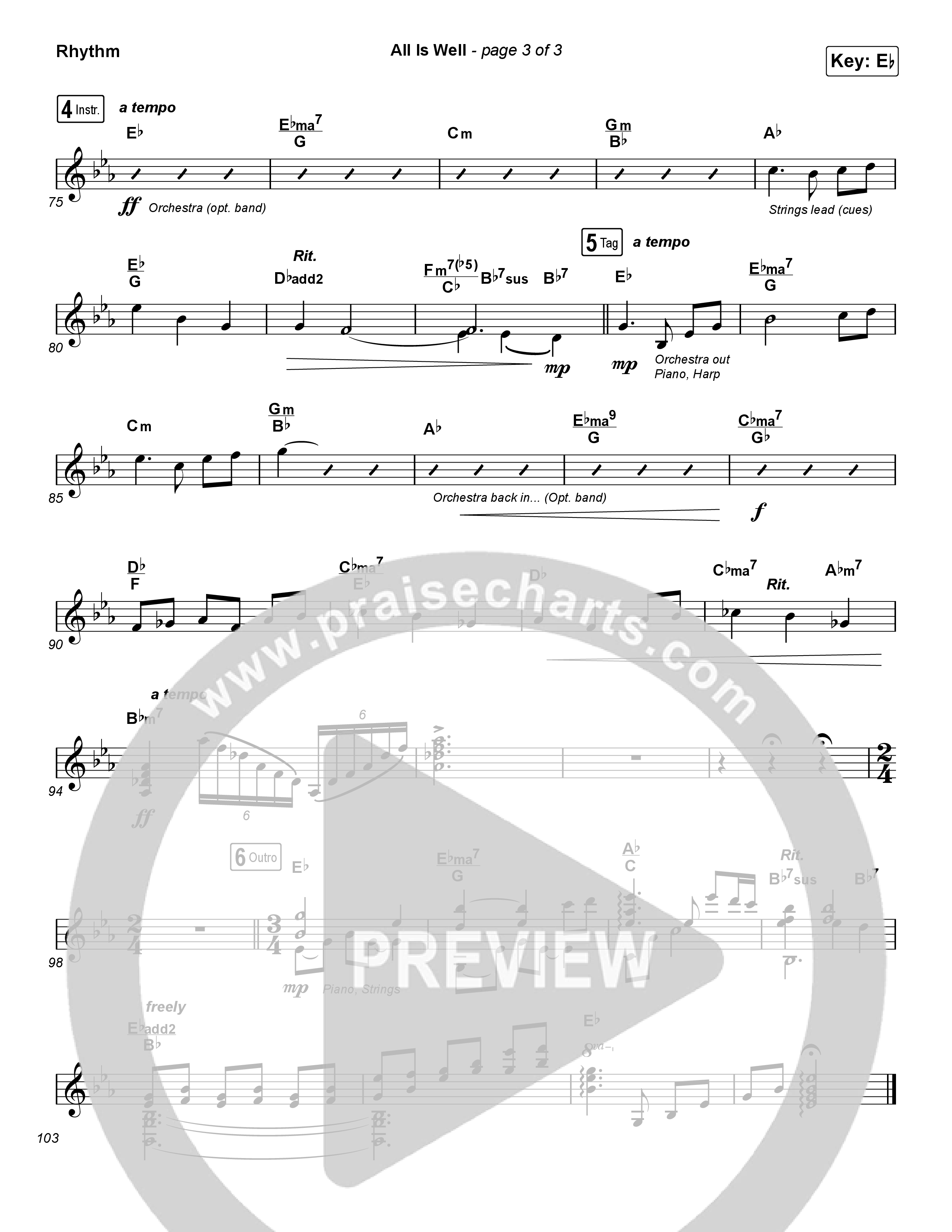 All Is Well (Choral Anthem SATB) Rhythm Chart (Michael W. Smith / Carrie Underwood / Arr. Luke Gambill)