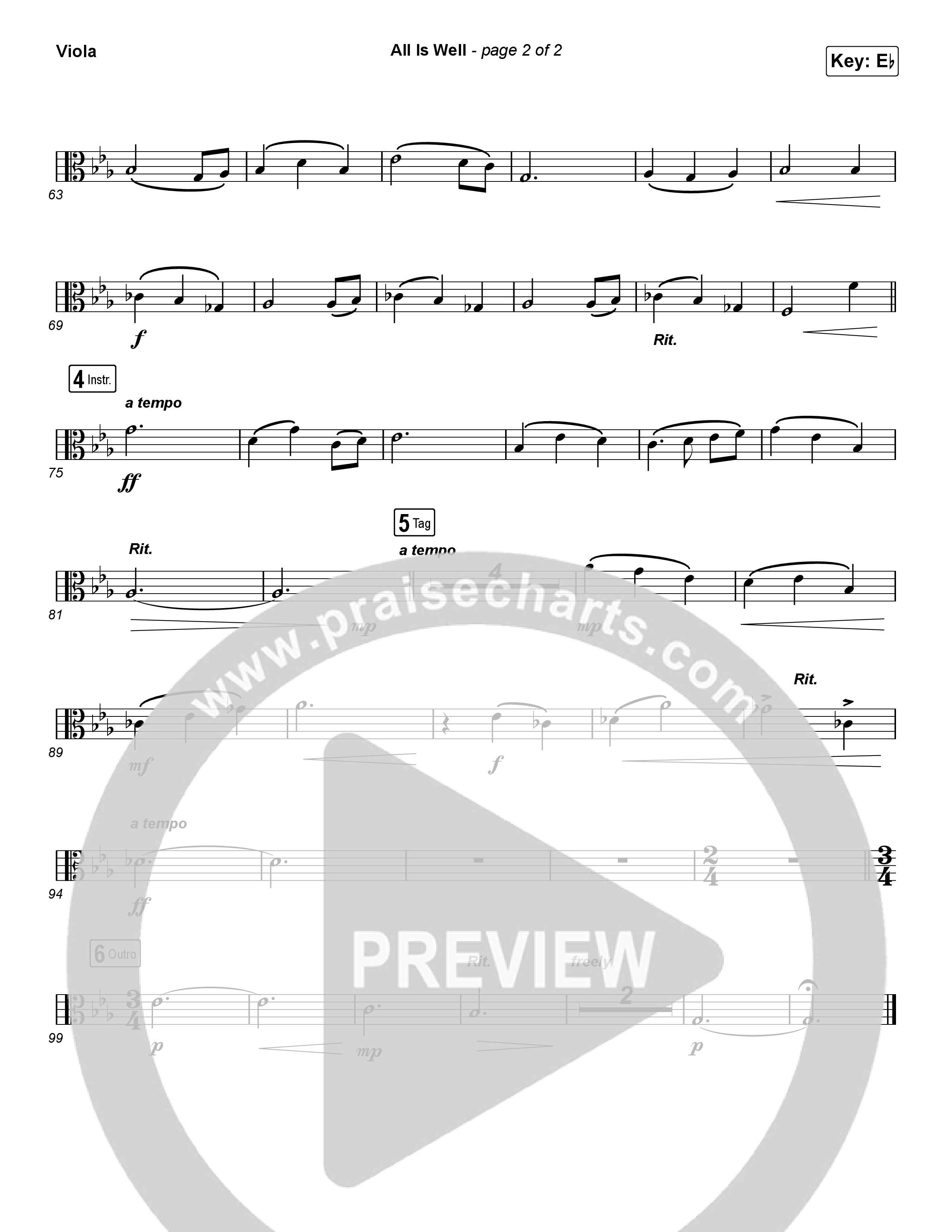 All Is Well (Choral Anthem SATB) Viola (Michael W. Smith / Carrie Underwood / Arr. Luke Gambill)