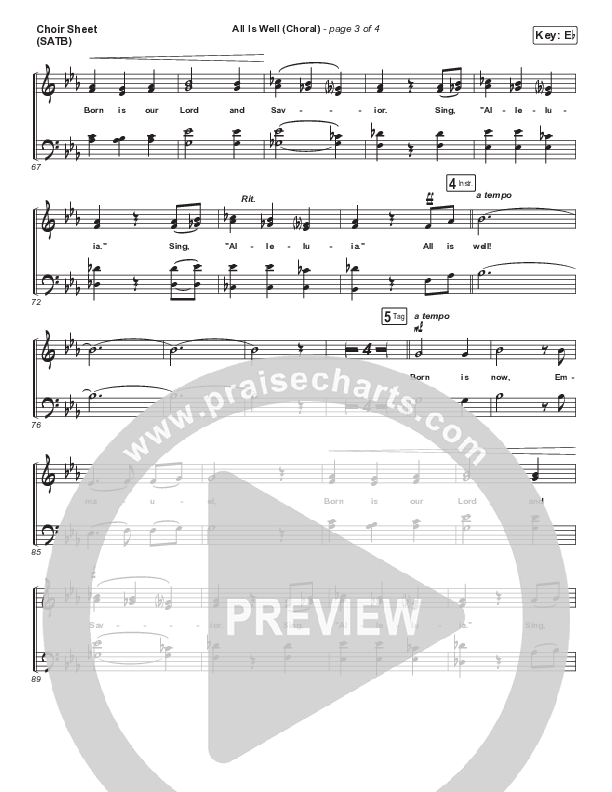 All Is Well (Choral Anthem SATB) Choir Sheet (SATB) (Michael W. Smith / Carrie Underwood / Arr. Luke Gambill)