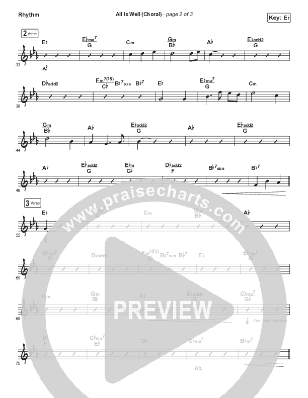 All Is Well (Choral Anthem SATB) Rhythm Chart (Michael W. Smith / Carrie Underwood / Arr. Luke Gambill)