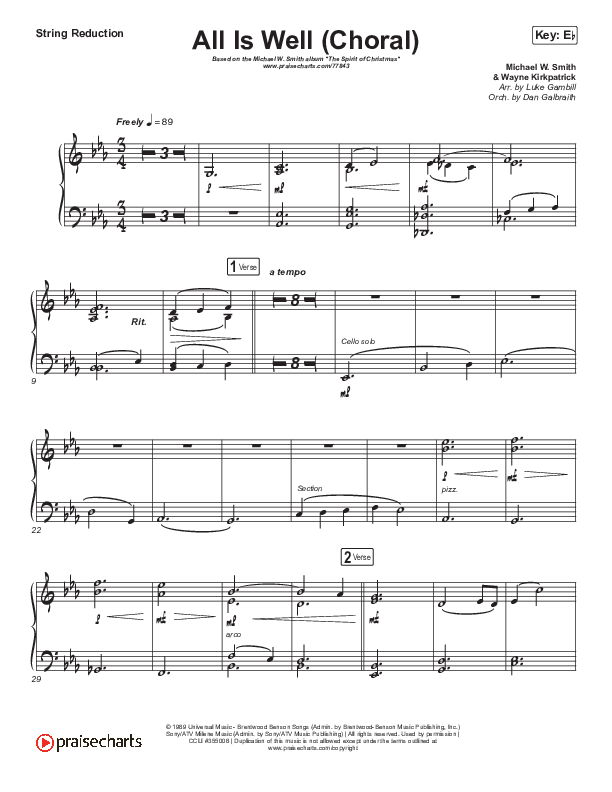 All Is Well (Choral Anthem SATB) String Reduction (Michael W. Smith / Carrie Underwood / Arr. Luke Gambill)