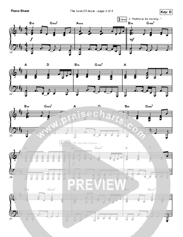 The Love Of Jesus Piano Sheet (Mack Brock)