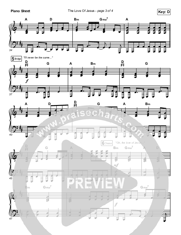 The Love Of Jesus Piano Sheet (Mack Brock)